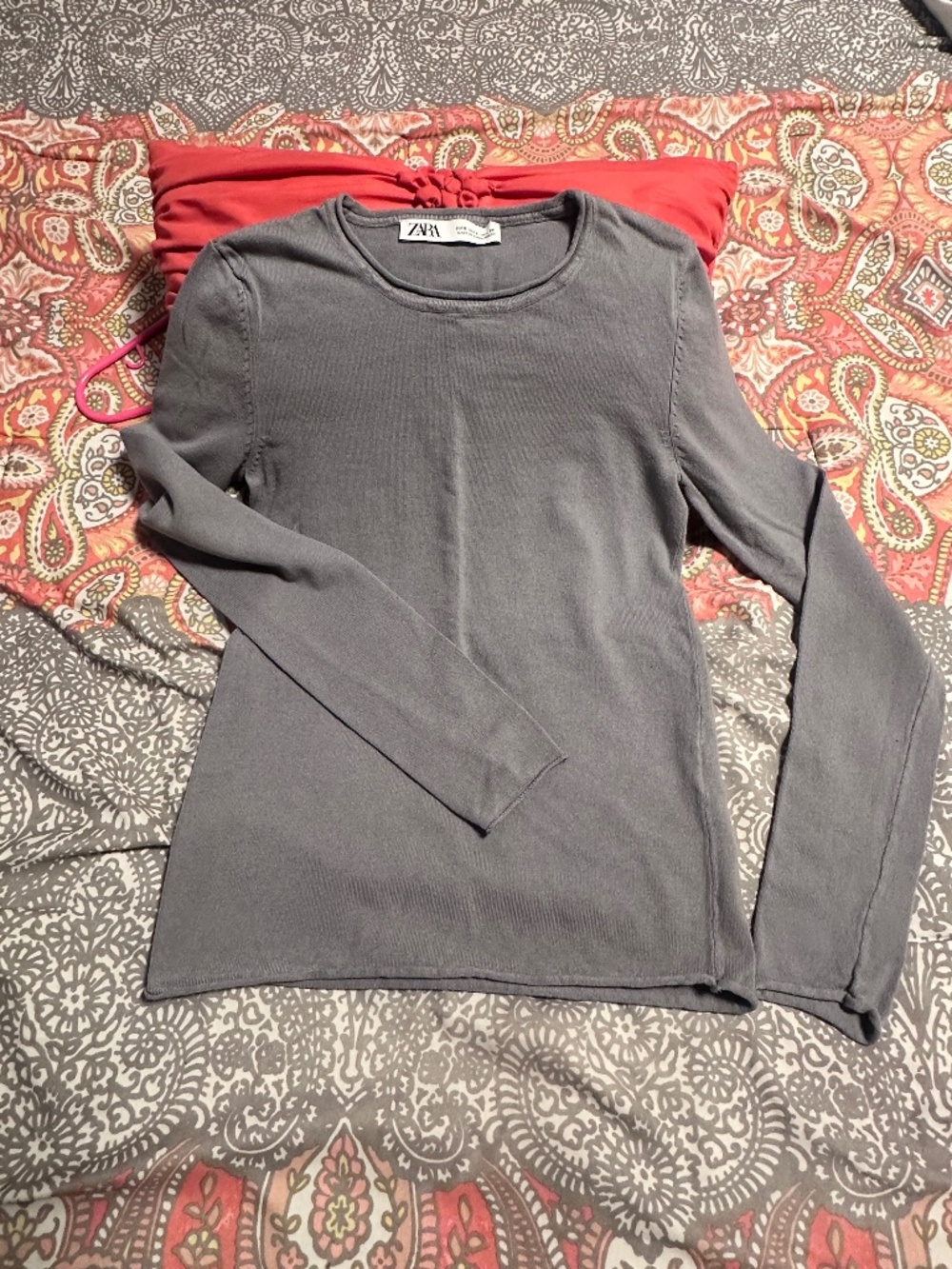 Zara Fine Basic Knit Crewneck Sweater Size S